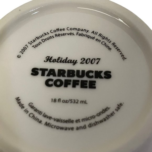 STARBUCKS Est 1971 Holiday Mug Cup 2007 Christmas Red White Ceramic 18oz - Picture 8 of 9